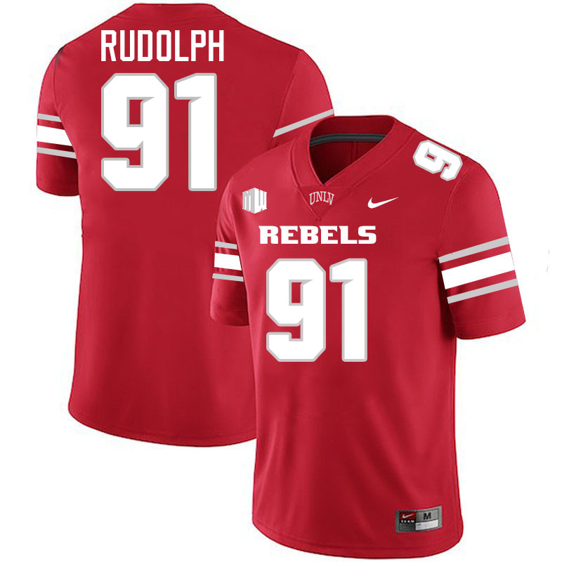#91 Elias Rudolph UNLV Rebels College Football Jersey Stitched-Scarlet